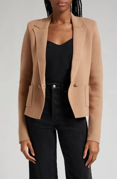 L'agence Sofia Cotton Blend Cardigan Blazer In Ginger Sna