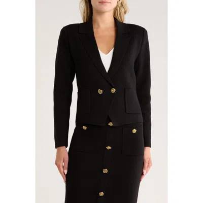 L'agence Sofia Knit Blazer In Black/ Gold Rose