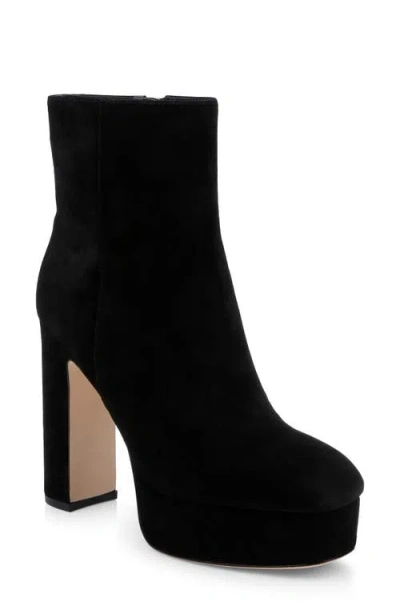 L'agence Soho Leather Platform Bootie In Black Suede
