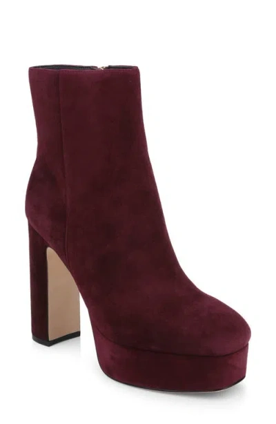L'agence Soho Leather Platform Bootie In Burgundy Suede