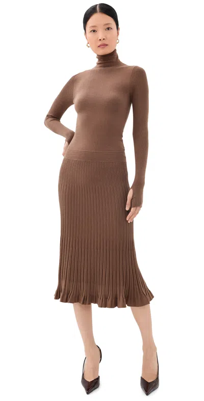 L'agence Solaire Funnel Neck Knit Dress Amberwood