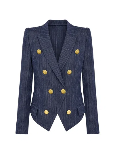 L'agence Solar Double-breasted Blazer In Blue
