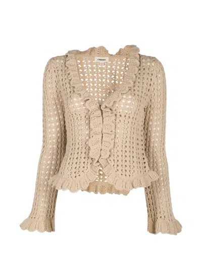 L'agence Solaris Ruffled Open-stitch Cardigan In Multi