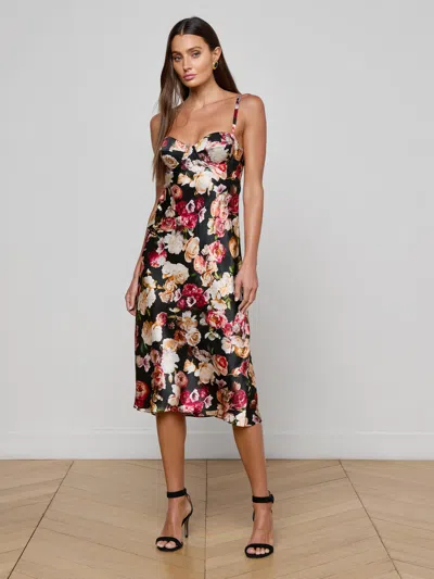 L'agence Solay Silk Slip Dress In Multi