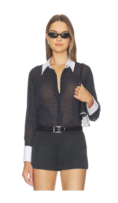L'agence Sona Polplin Collar Blouse In Black