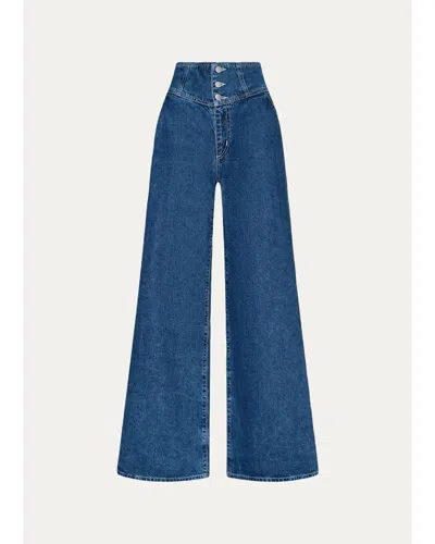 L'agence Sonja Corseted Wide-leg Jeans In Atlantis