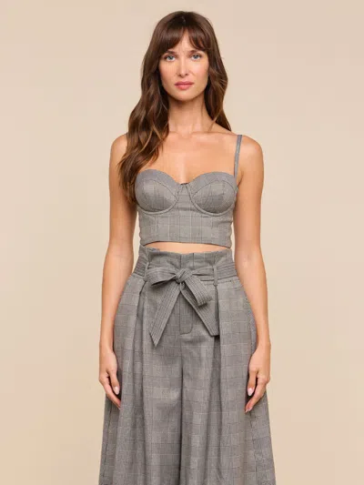 L'agence Sonya Bustier In Beige/black Lurex Glen Plaid