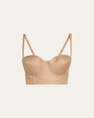 L'agence Sonya Satin Bralette Bustier Top In Nude
