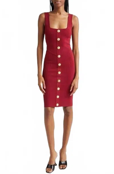 L'agence Square Neck Knit Dress In Merlot In Red
