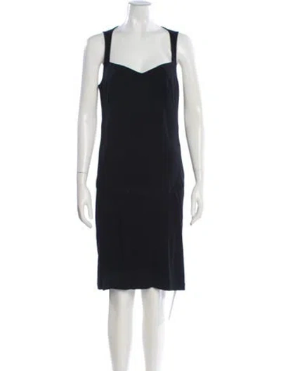Pre-owned L'agence Square Neckline Knee-length Dress In Black