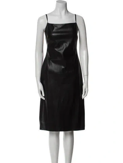 Pre-owned L'agence Square Neckline Knee-length Dress In Black