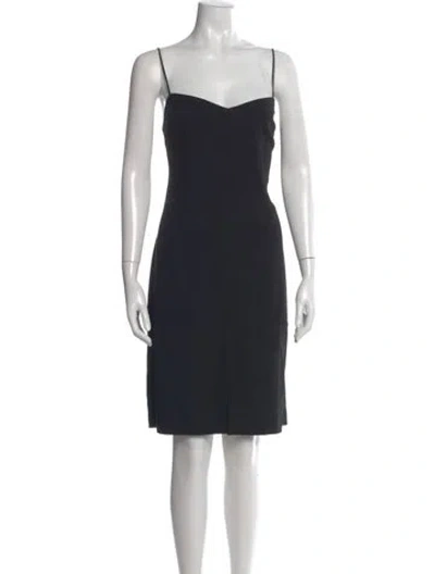 Pre-owned L'agence Square Neckline Knee-length Dress In Black