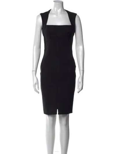 Pre-owned L'agence Square Neckline Knee-length Dress In Black