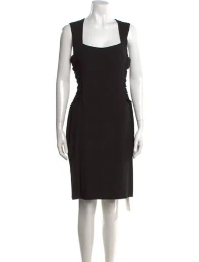 Pre-owned L'agence Square Neckline Knee-length Dress In Black