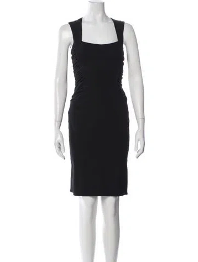 Pre-owned L'agence Square Neckline Knee-length Dress In Black