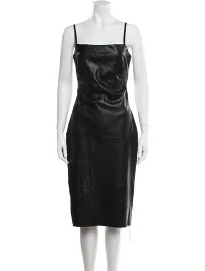 Pre-owned L'agence Square Neckline Knee-length Dress In Black