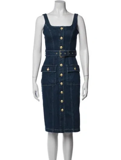 Pre-owned L'agence Square Neckline Knee-length Dress In Blue