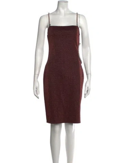 Pre-owned L'agence Square Neckline Knee-length Dress In Brown