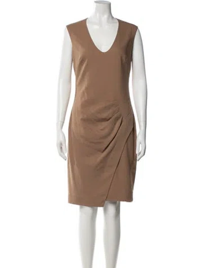 Pre-owned L'agence Square Neckline Knee-length Dress In Neutral