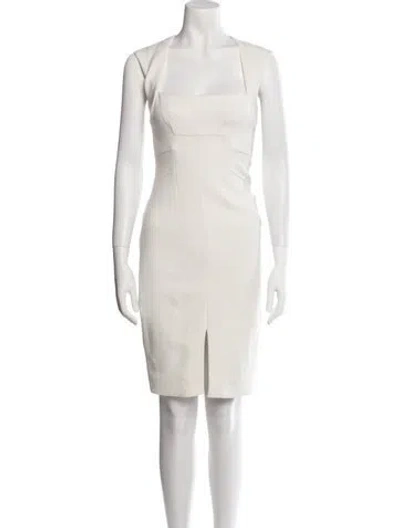 Pre-owned L'agence Square Neckline Knee-length Dress In White