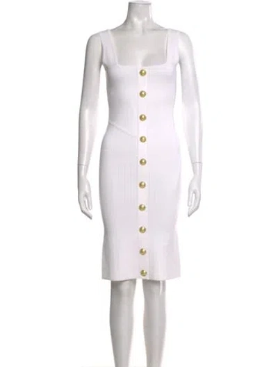 Pre-owned L'agence Square Neckline Knee-length Dress In White