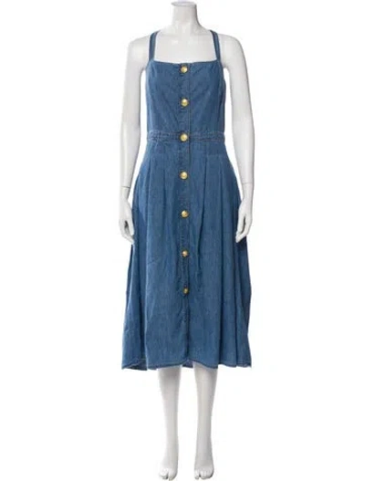 Pre-owned L'agence Square Neckline Long Dress In Blue