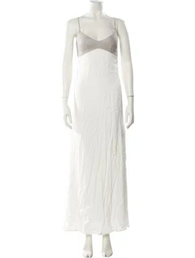 Pre-owned L'agence Square Neckline Long Dress In White