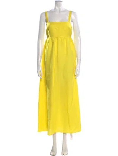 Pre-owned L'agence Square Neckline Long Dress In Yellow