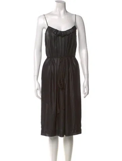 Pre-owned L'agence Square Neckline Midi Length Dress In Black