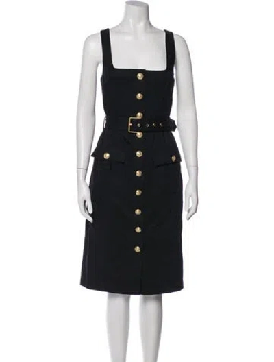 Pre-owned L'agence Square Neckline Midi Length Dress In Black