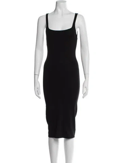 Pre-owned L'agence Square Neckline Midi Length Dress In Black
