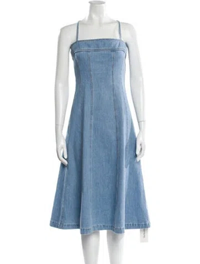 Pre-owned L'agence Square Neckline Midi Length Dress In Blue