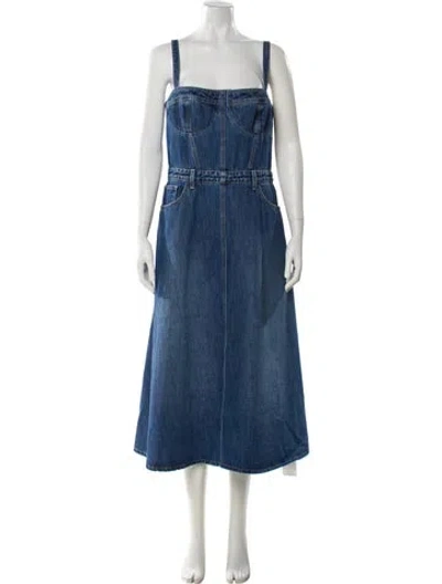 Pre-owned L'agence Square Neckline Midi Length Dress In Blue