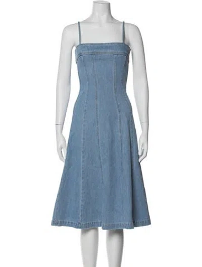 Pre-owned L'agence Square Neckline Midi Length Dress In Blue