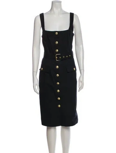 Pre-owned L'agence Square Neckline Midi Length Dress In Green