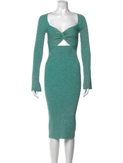 Pre-owned L'agence Square Neckline Midi Length Dress In Green