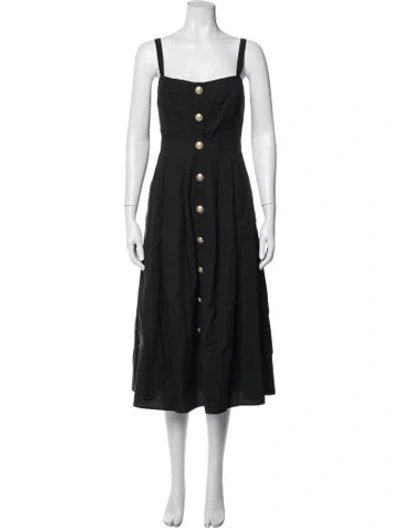 Pre-owned L'agence Square Neckline Midi Length Dress W/ Tags In Black