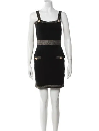 Pre-owned L'agence Square Neckline Mini Dress In Black