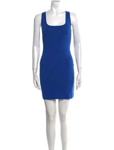 Pre-owned L'agence Square Neckline Mini Dress In Blue