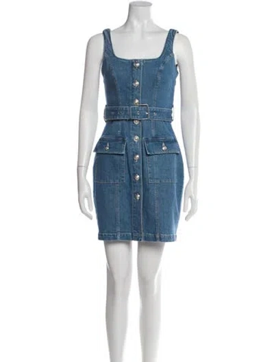 Pre-owned L'agence Square Neckline Mini Dress In Blue