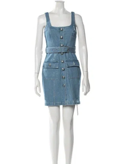 Pre-owned L'agence Square Neckline Mini Dress In Blue