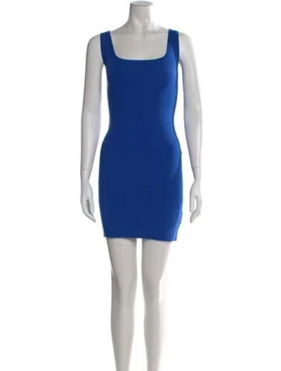 Pre-owned L'agence Square Neckline Mini Dress In Blue