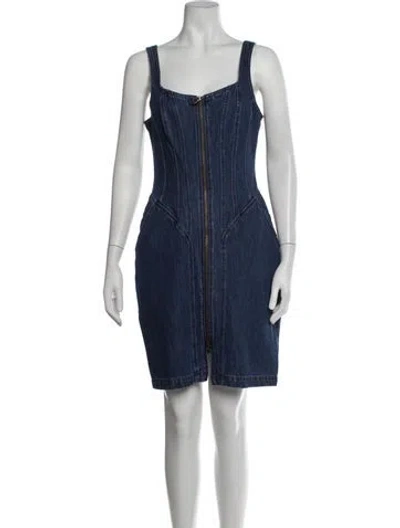 Pre-owned L'agence Square Neckline Mini Dress In Blue