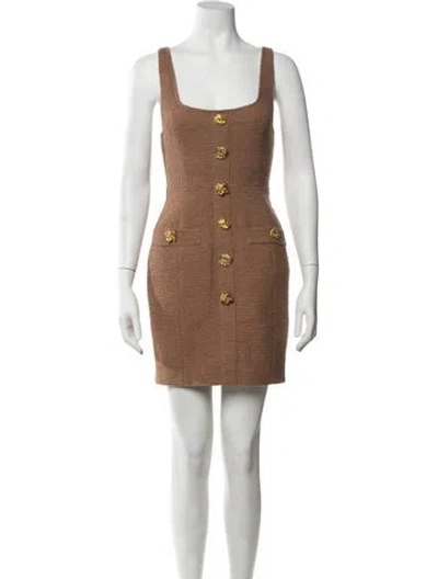 Pre-owned L'agence Square Neckline Mini Dress In Brown