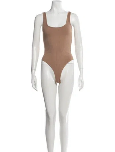 Pre-owned L'agence Square Neckline Sleeveless Bodysuit In Neutral