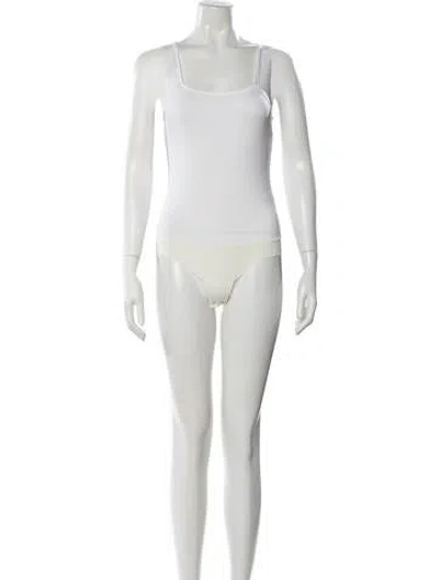 Pre-owned L'agence Square Neckline Sleeveless Bodysuit In Neutral