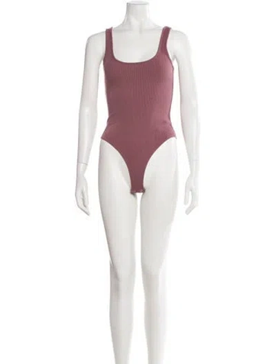 Pre-owned L'agence Square Neckline Sleeveless Bodysuit In Pink
