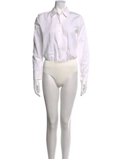 Pre-owned L'agence Square Neckline Sleeveless Bodysuit In White