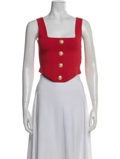 Pre-owned L'agence Square Neckline Sleeveless Crop Top In Blue