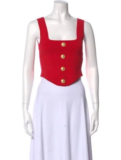 Pre-owned L'agence Square Neckline Sleeveless Top In Red